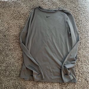 Nike Dri Fit Long-Sleeve Training Tee — Gray